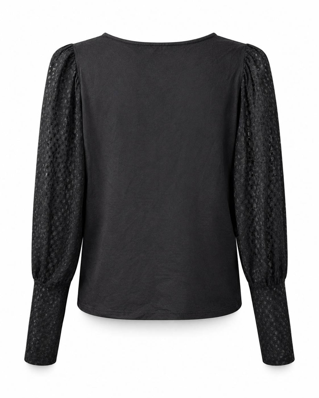 Scoop neck mixed-media blouse (Thrift Article)
