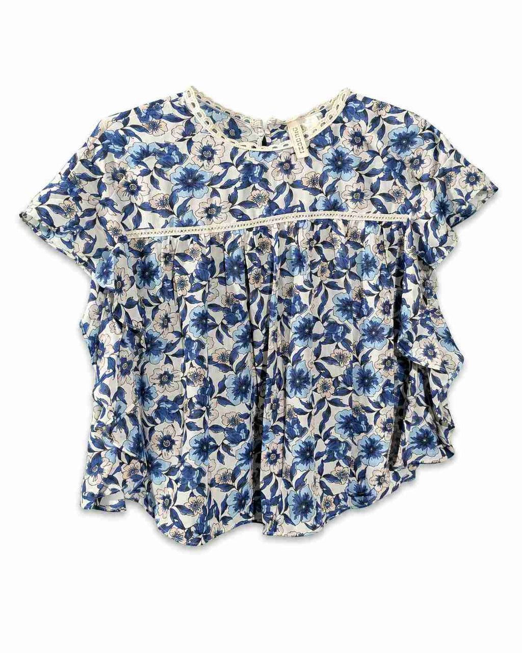 floral crochet-trim babydoll blouse (Thrift Article)