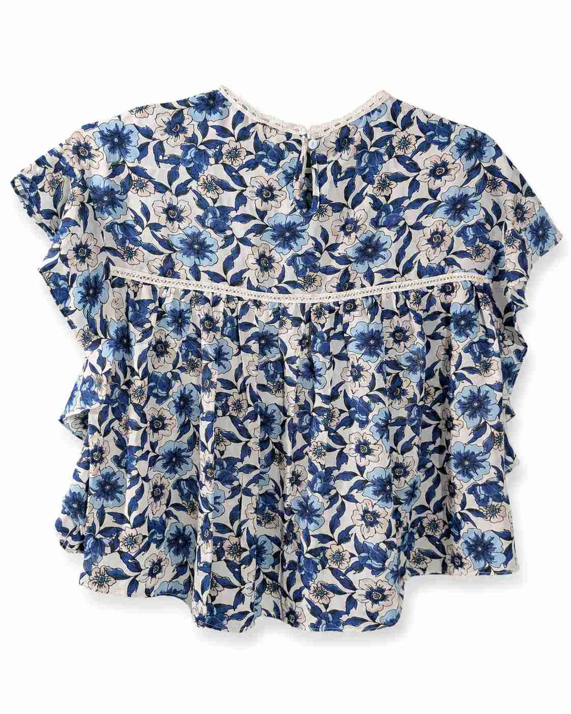 floral crochet-trim babydoll blouse (Thrift Article)