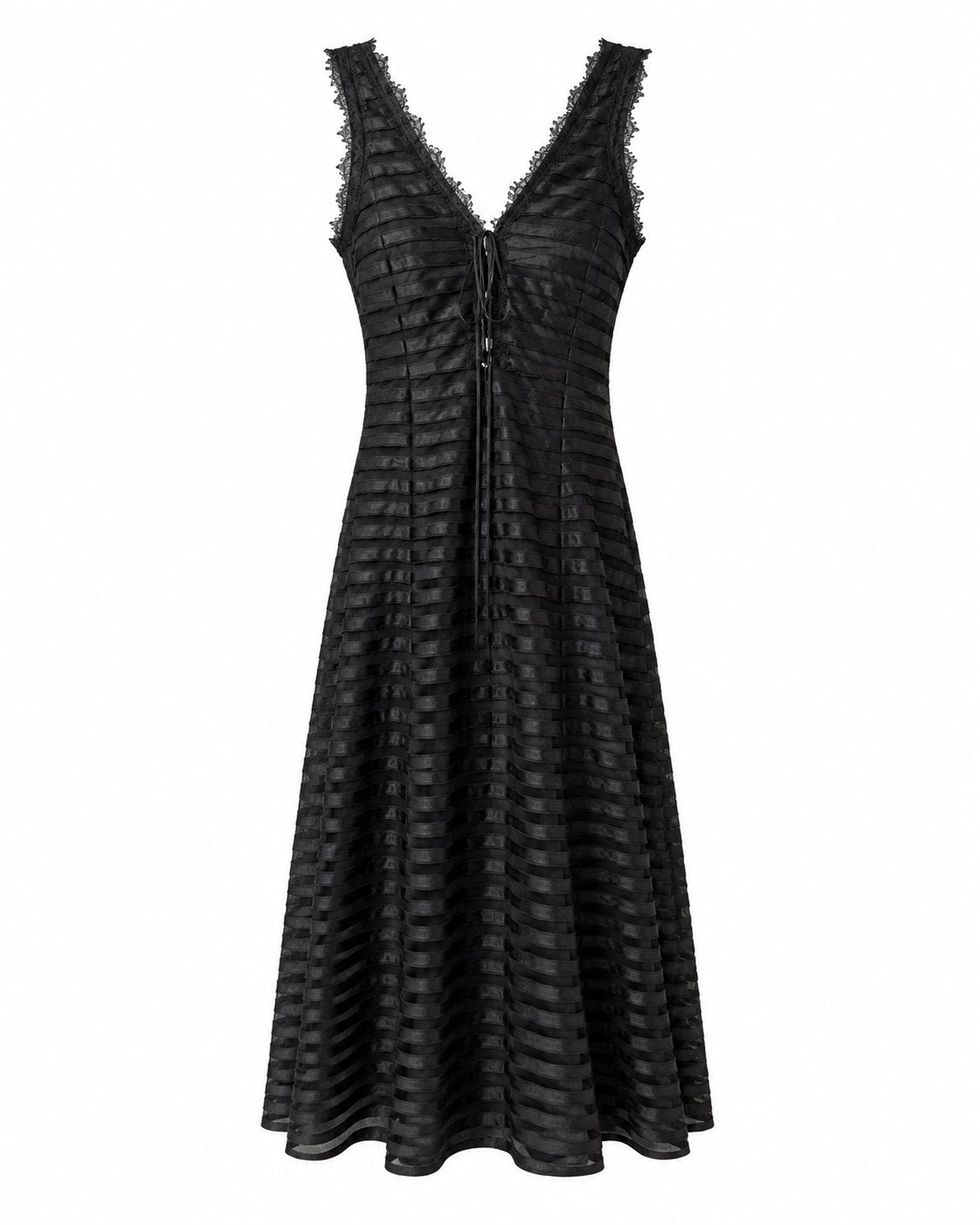 Contrast Stripe Lace Up Tie Fever Dress (Thrift Article)