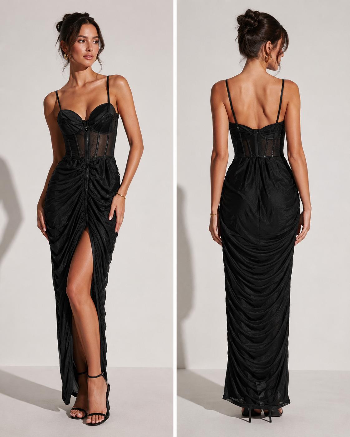 No Apologies Corset Maxi Dress (Thrift Article)