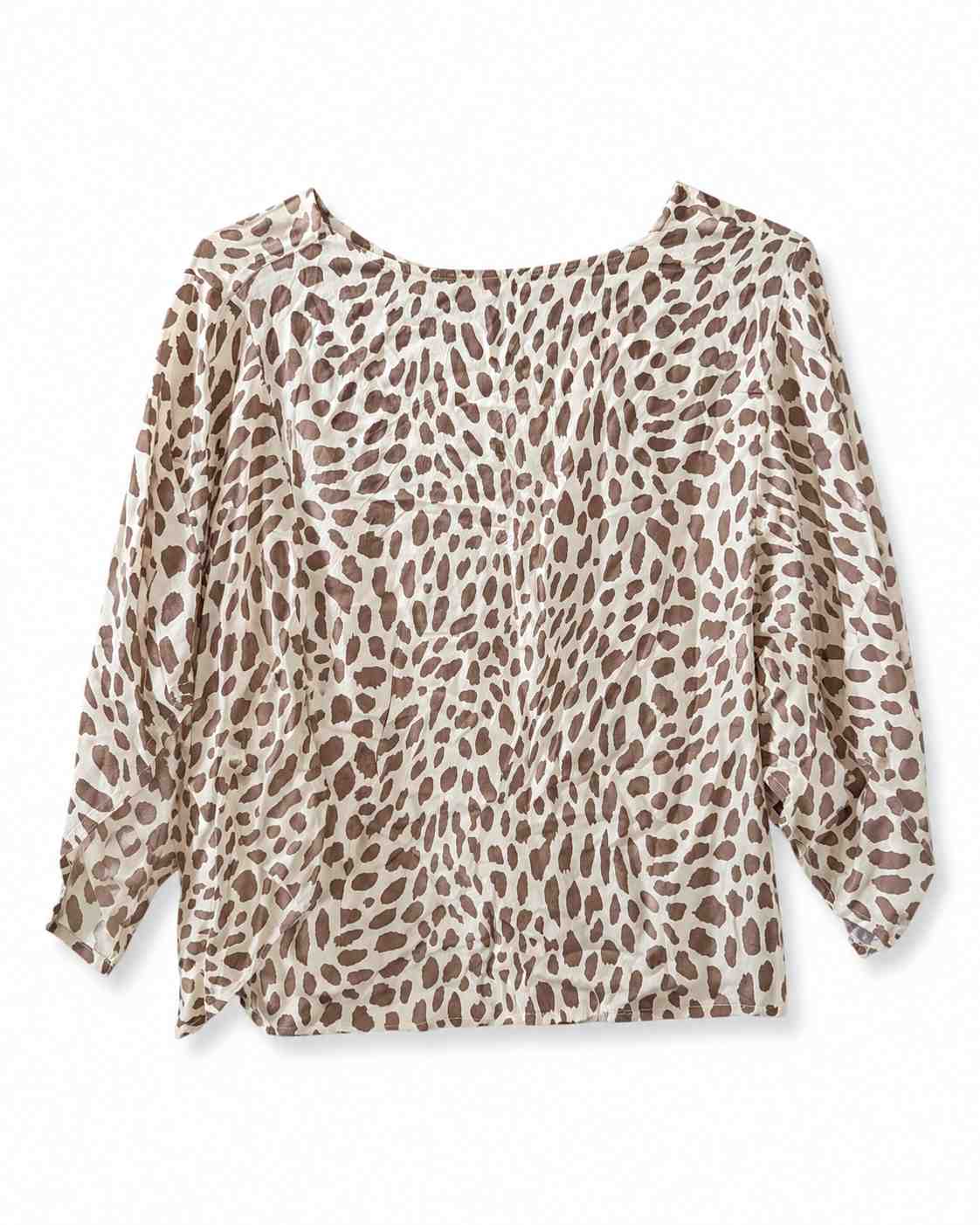 V-neck batwing leopard print blouse (Thrift Article)