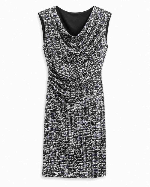 Abstract Print Cowl Neck Ruched Sheath Dress (Thrift Article)