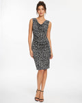 Abstract Print Cowl Neck Ruched Sheath Dress (Thrift Article)