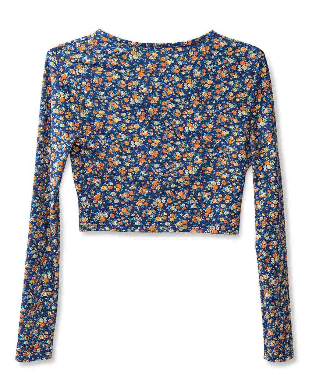 Casual Ditsy Floral Slim Fit V-Neck Long Sleeve T-Shirt (Thrift Article)