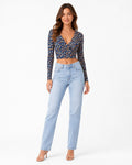 Casual Ditsy Floral Slim Fit V-Neck Long Sleeve T-Shirt (Thrift Article)